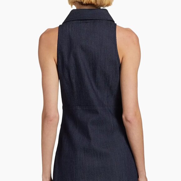 Cinq à Sept Mckenna Cotton Sleeveless Mini Dress Size 14 Denim Blue Quiet Luxury - Picture 2 of 9